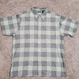 Northcrest Green Black Plaid Short Sleeve Button Down Mens Dress Shirt XL  Good